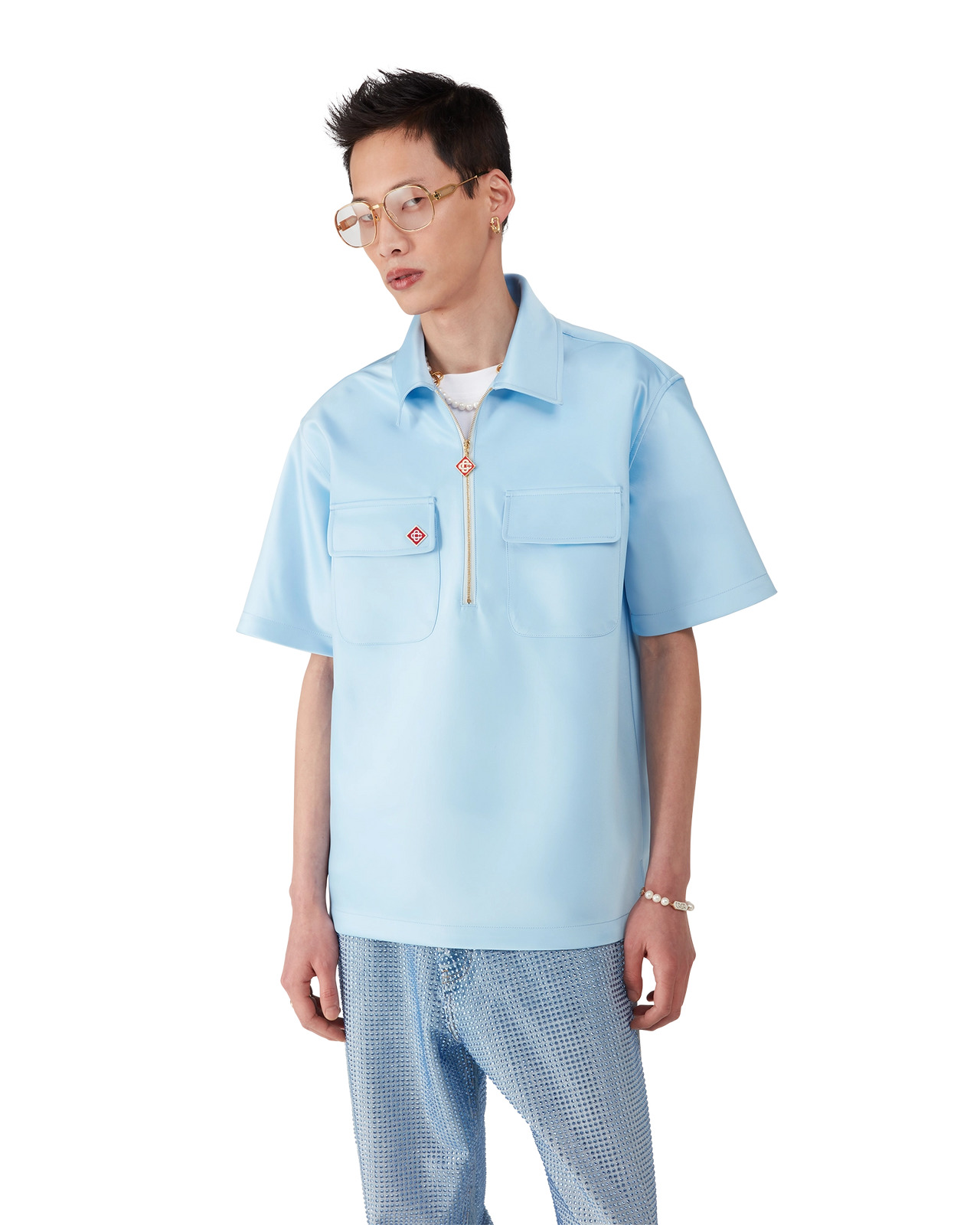 Satin Quarter Zip Shirt | Casablanca Paris - 4