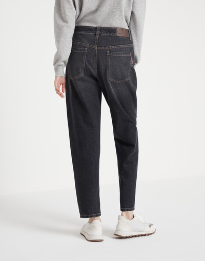 Brunello Cucinelli Authentic denim baggy trousers with shiny tab outlook