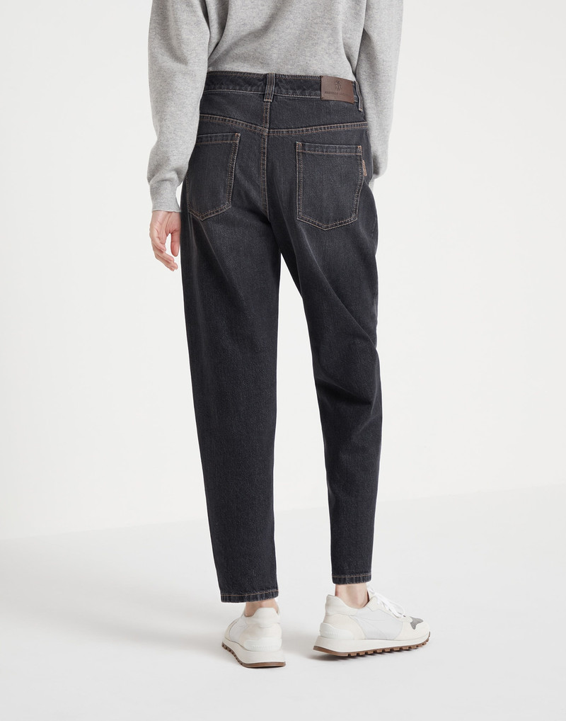 Brunello Cucinelli Authentic denim baggy trousers with shiny tab outlook