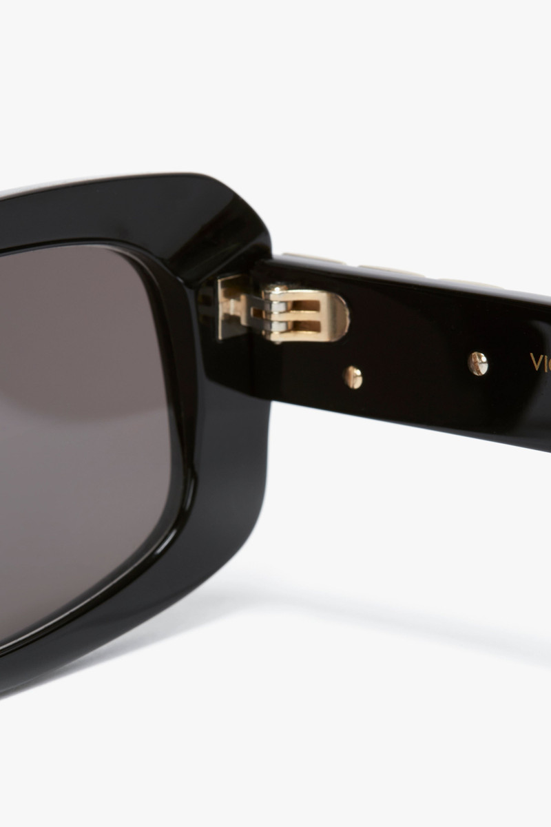 Chain Detail Rectangular Frame Sunglasses In Black 5