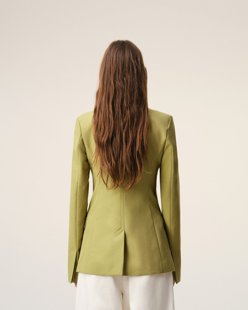 GREEN NEW WOOL SINGLE BREASTED FITTED JACKET 5