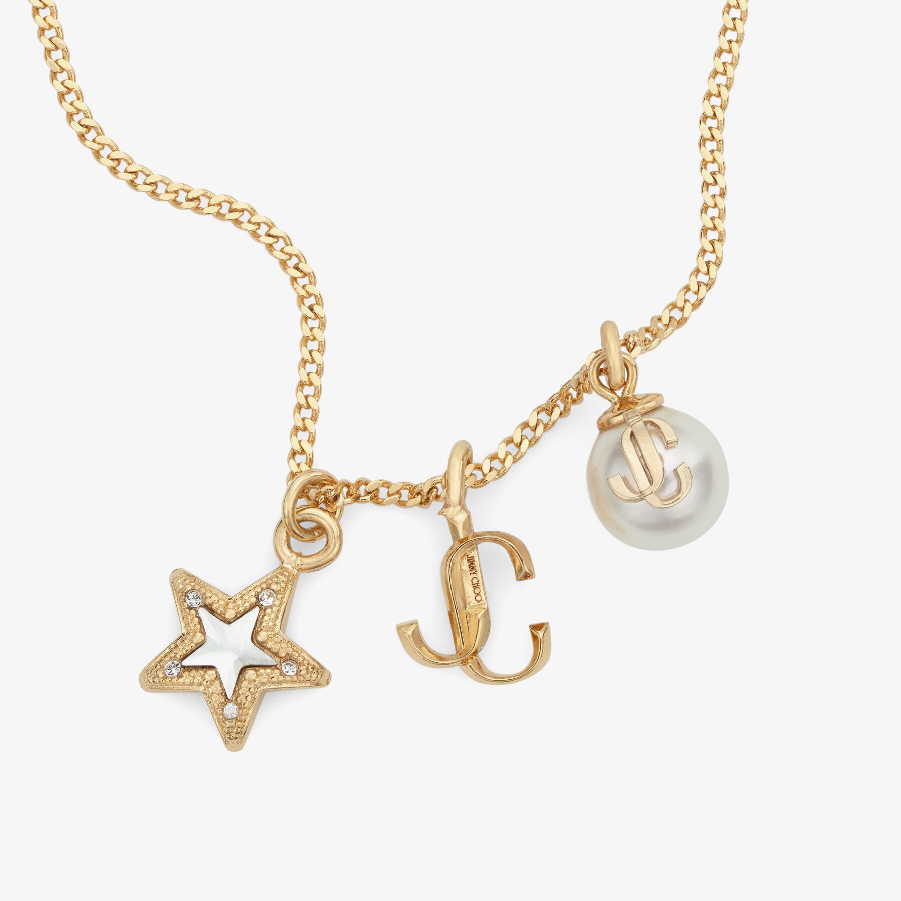 Charm Necklace
Gold-Finish Metal Necklace with Swarovski Crystal Star, Pearl and JC Monogram - 3