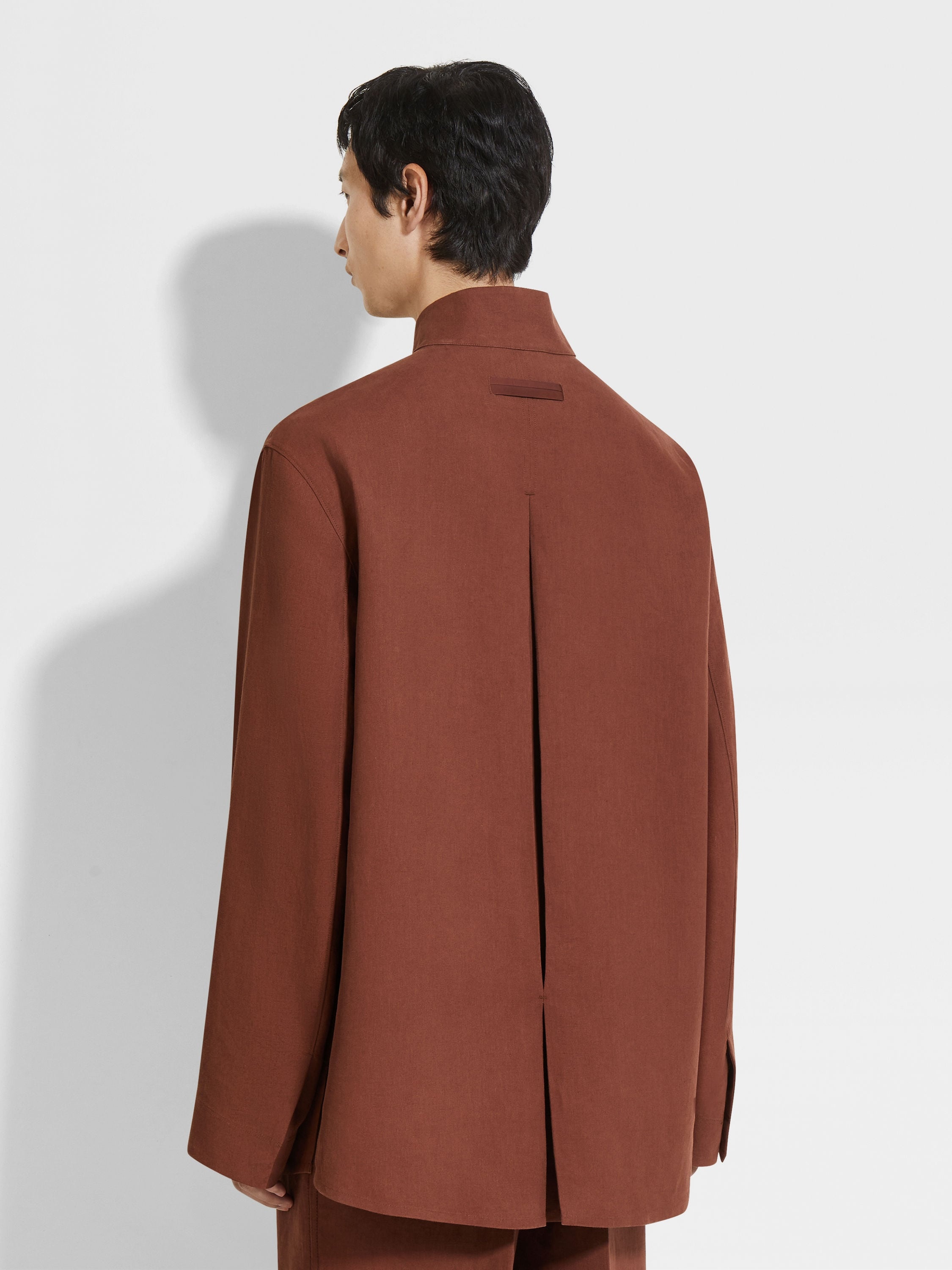 TOBACCO OASI LINO OVERSHIRT - 5