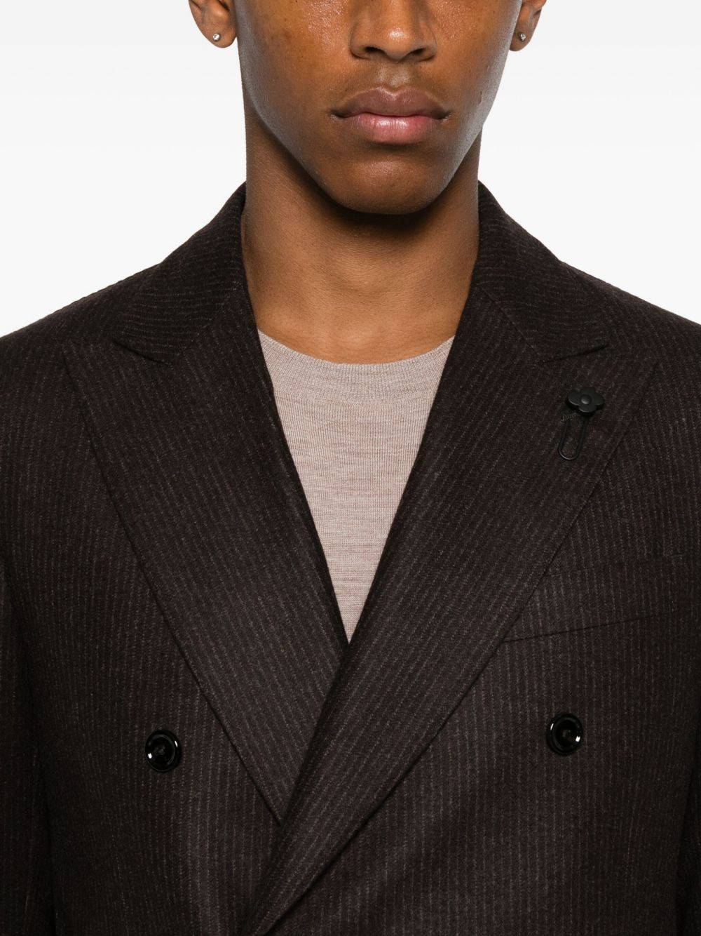 pinstripe double-breasted suit - 4