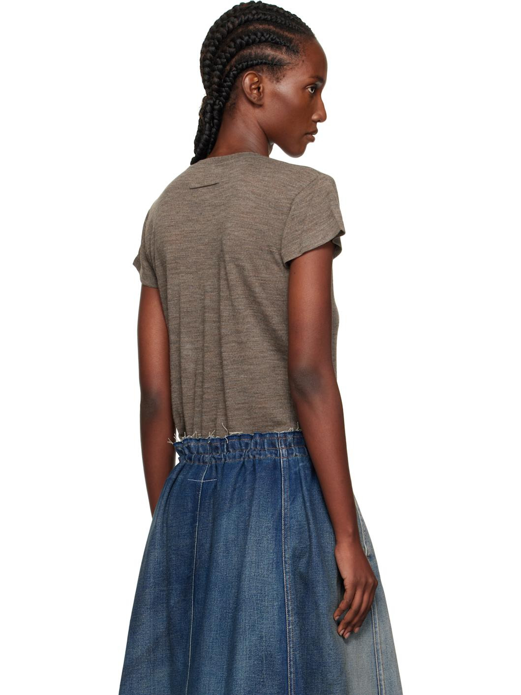 Taupe Sheer Wool Jersey T-shirt - 3