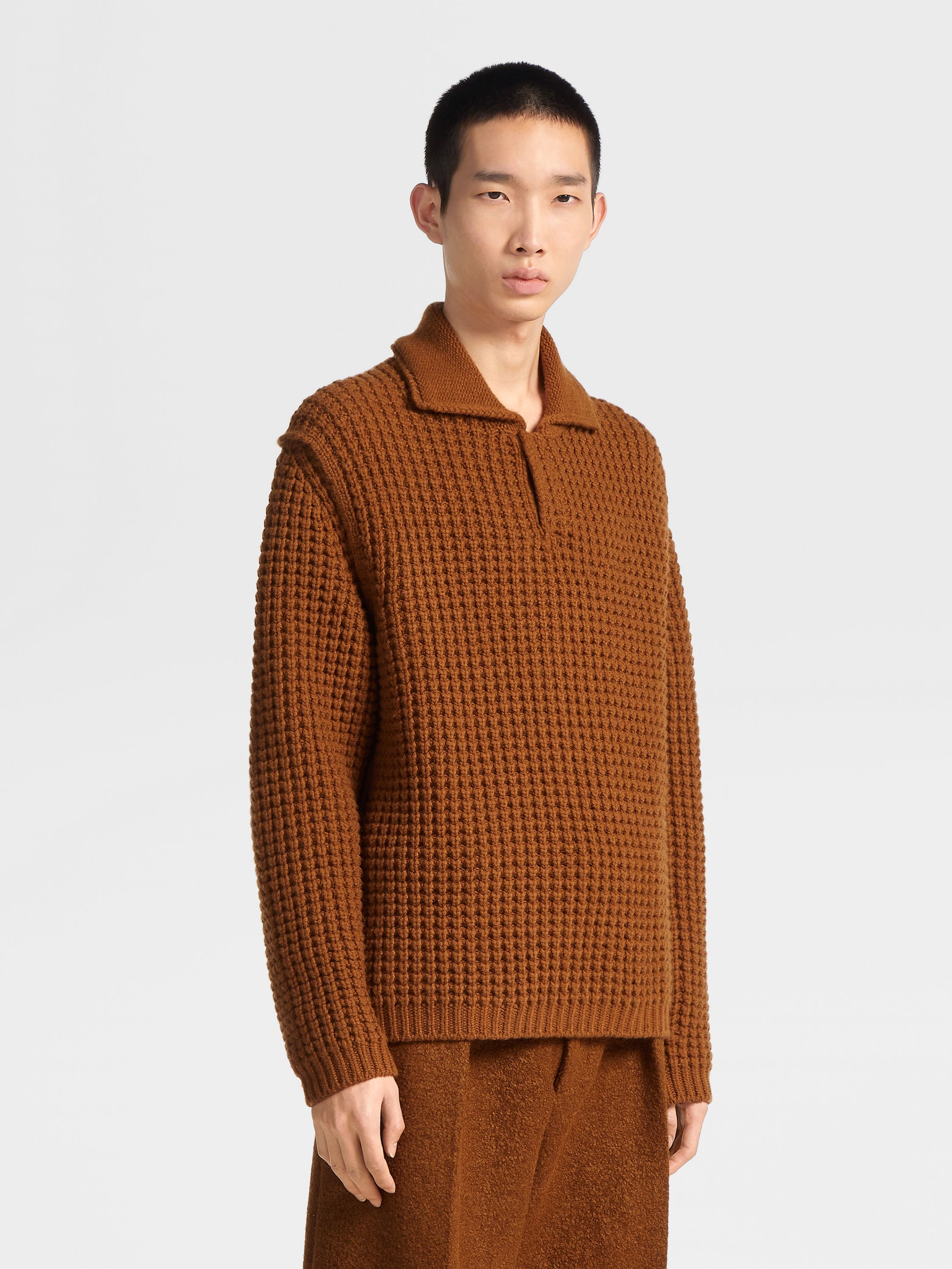 DARK FOLIAGE OASI CASHMERE POLO SWEATER - 2