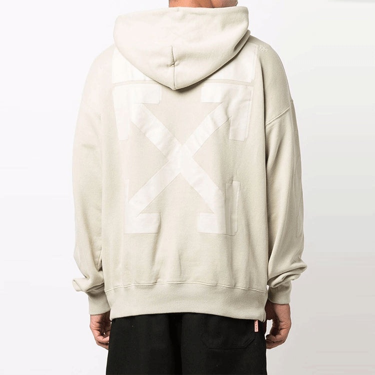 Men's Off-White FW21 Logo Rubber Arrow Pullover Loose Fit Beige OMBB085F21FLE0101717 - 3