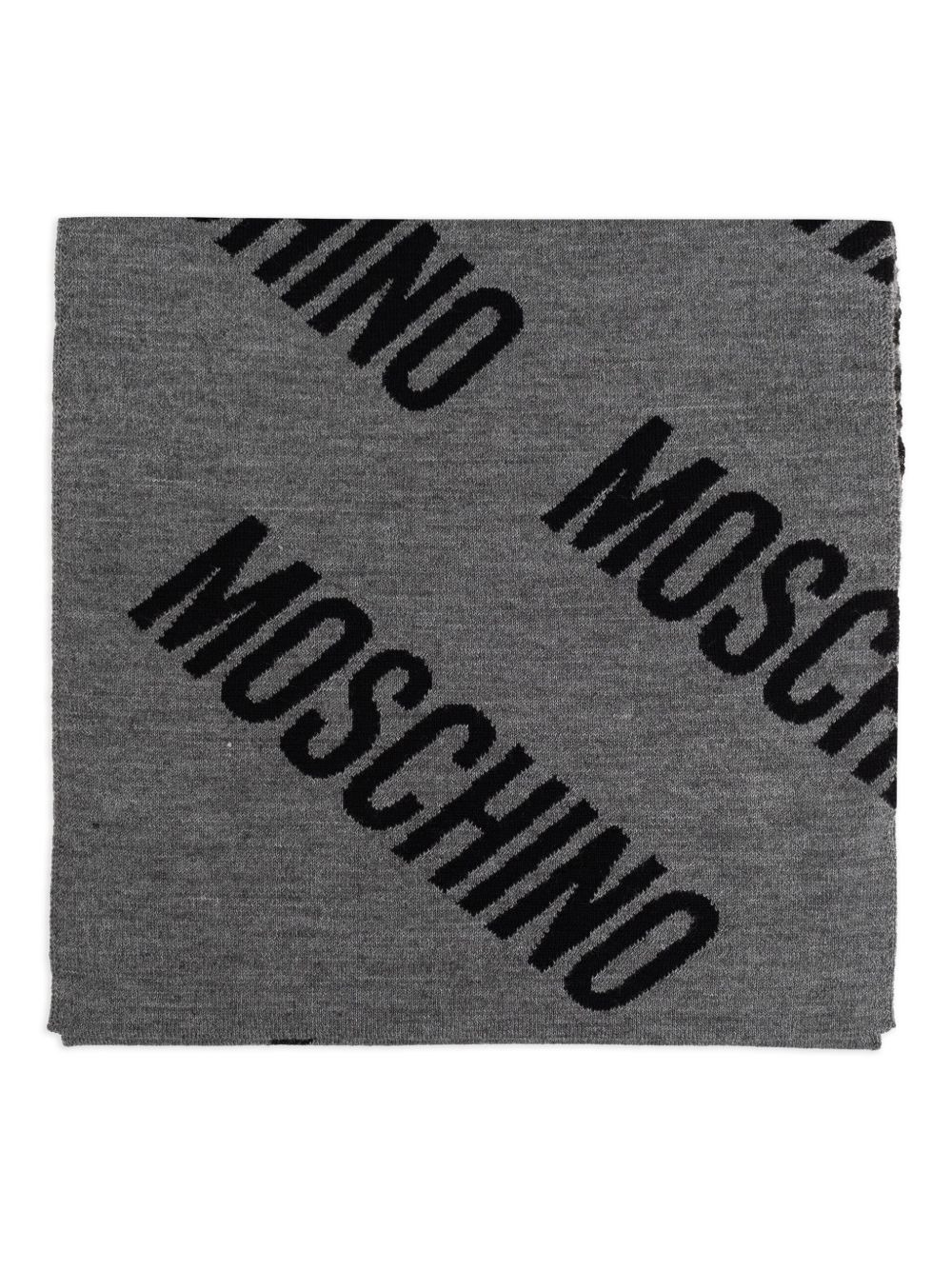 logo-pattern wool scarf - 1