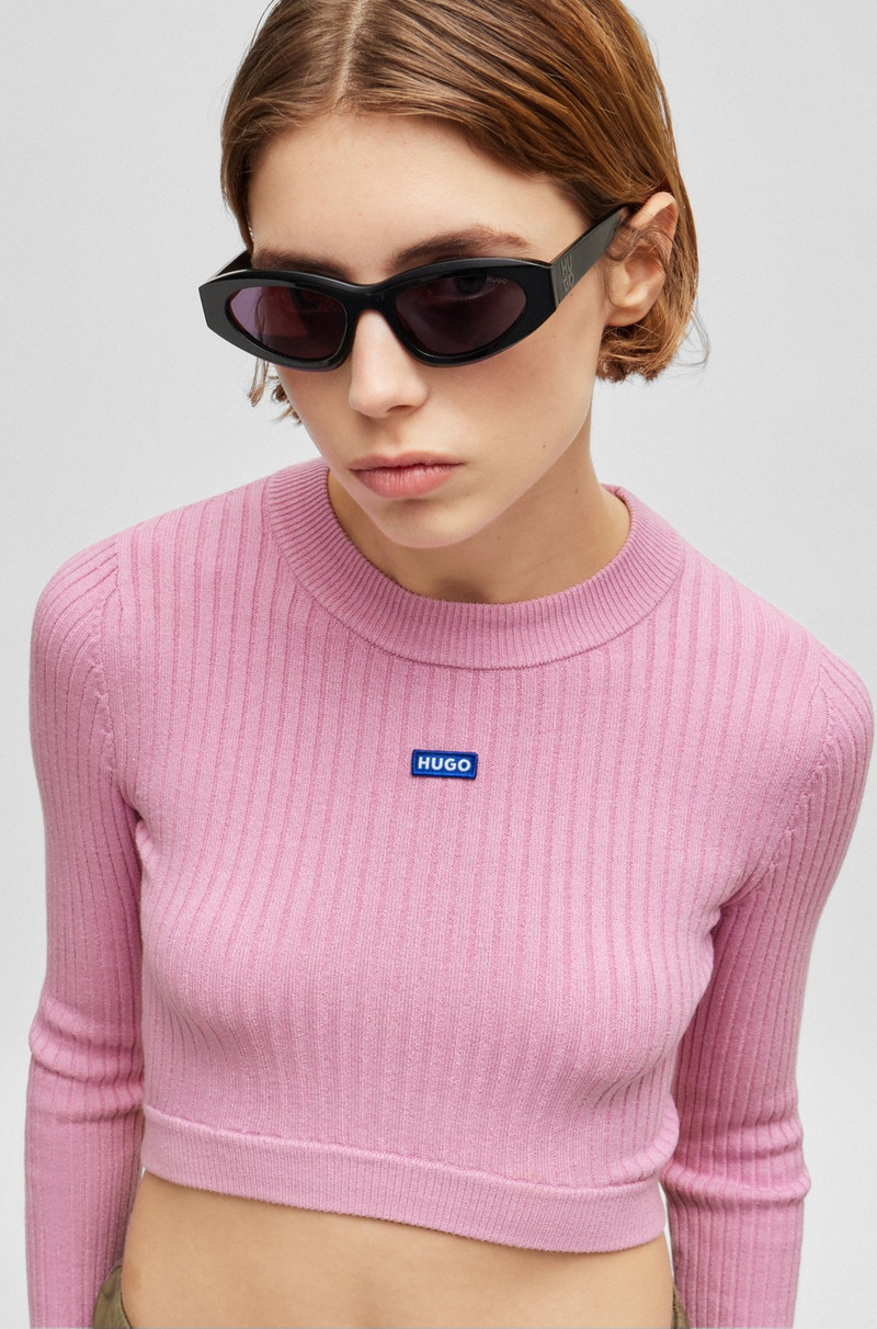 CROPPED SWEATER WITH BLUE LOGO LABEL 5
