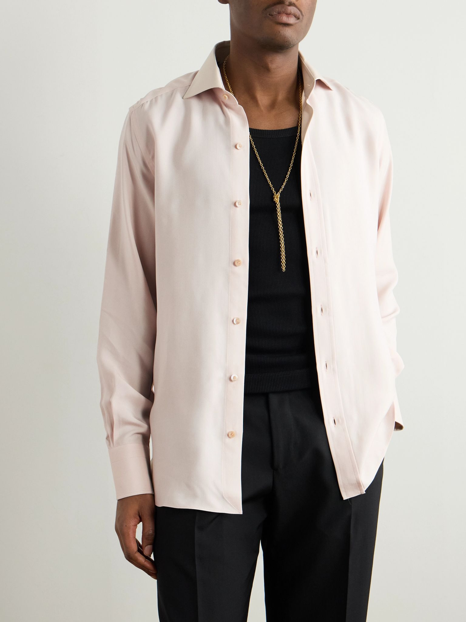 Slim-Fit Cutaway-Collar Twill Shirt Pink - 3