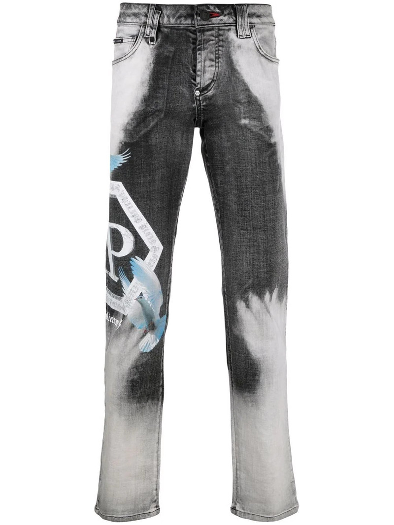 bleached straight-leg trousers 1