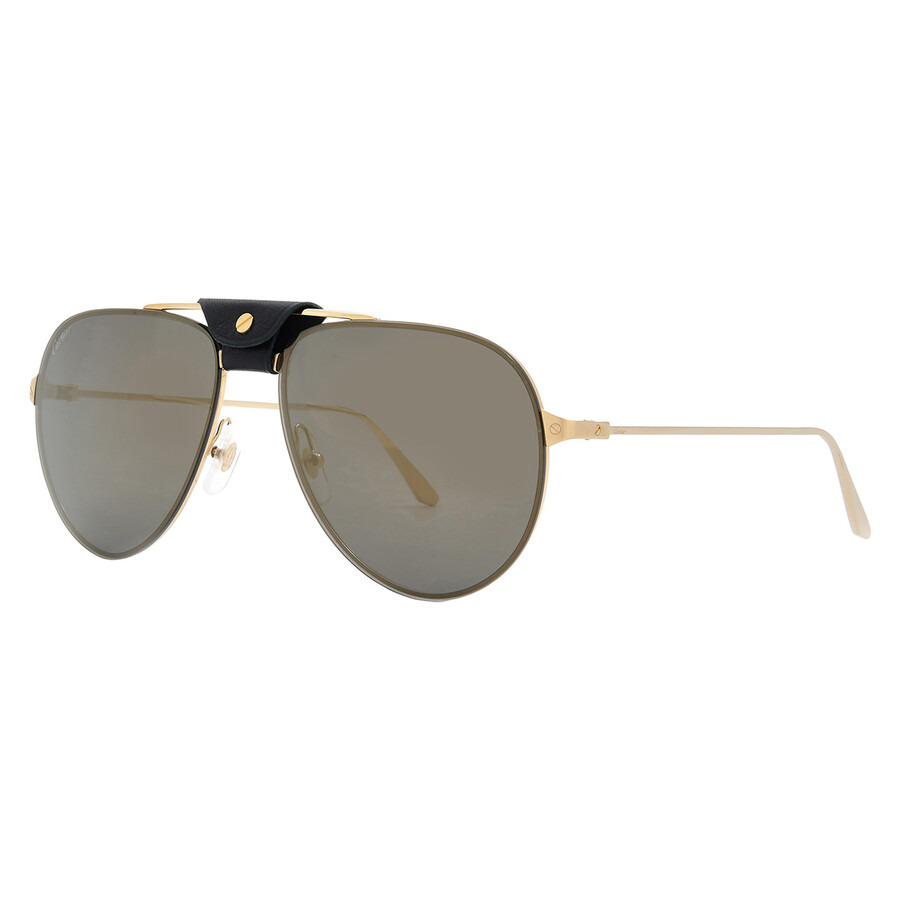 Cartier Santos de Cartier Grey Pilot Men's Sunglasses CT0166S 007 62 - 2
