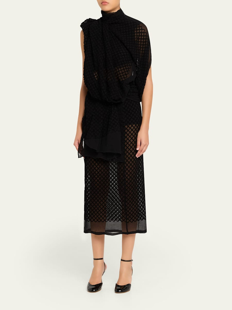 diotima Mayor Draped Open-Back Silk Midi Dress outlook