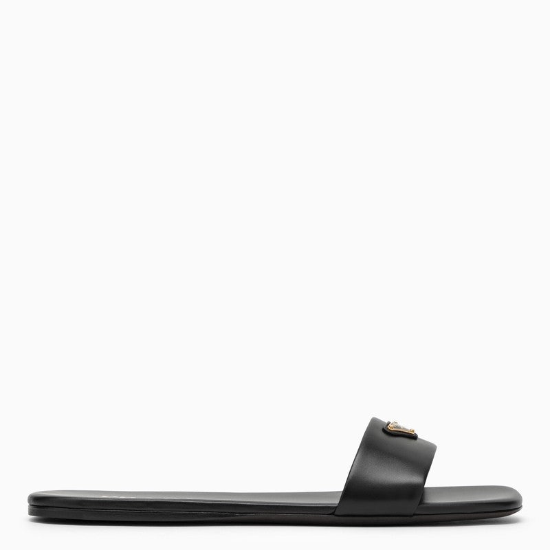 Prada Low Black Leather Sandal With Logo Women - 1