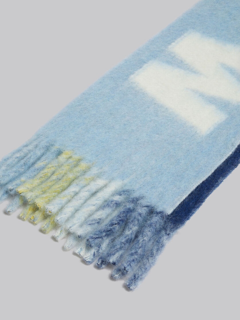 LIGHT BLUE MOHAIR AND WOOL SCARF WITH MAXI LOGO - 4