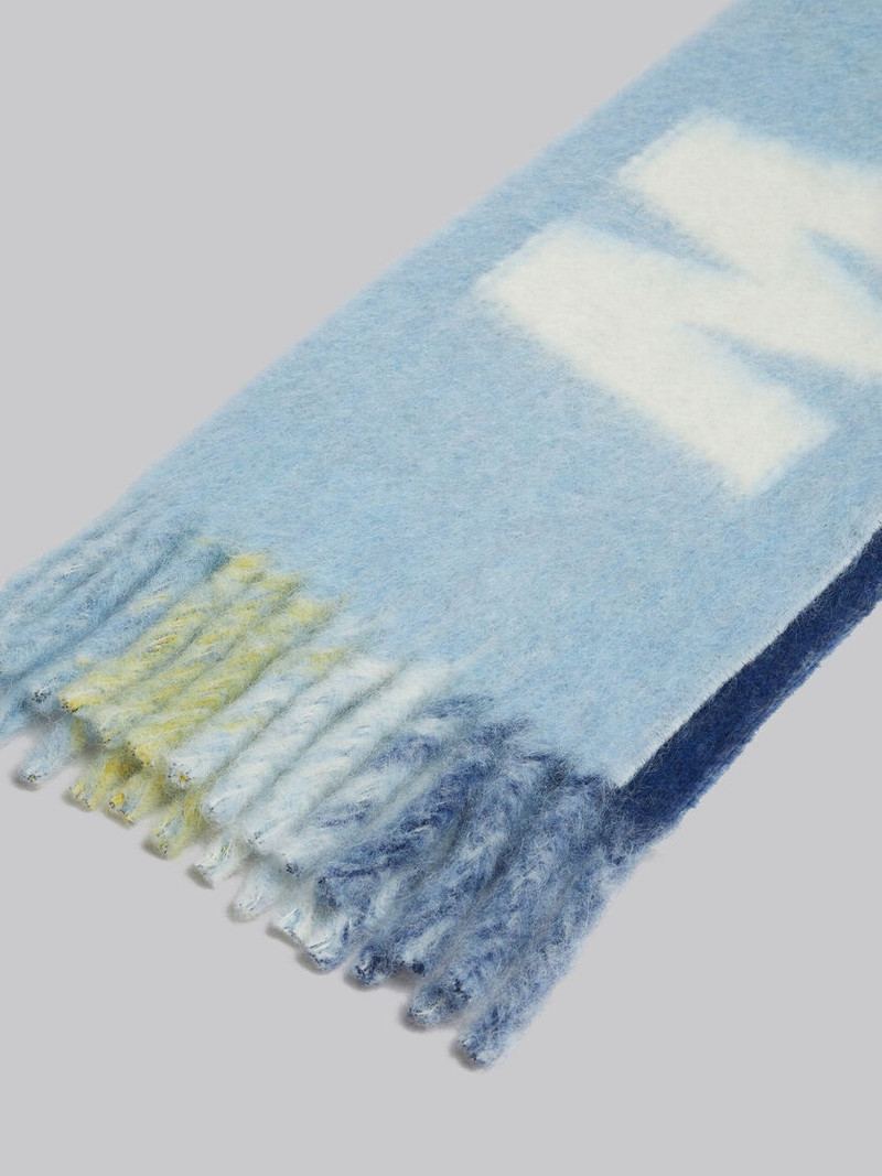 LIGHT BLUE MOHAIR AND WOOL SCARF WITH MAXI LOGO 4