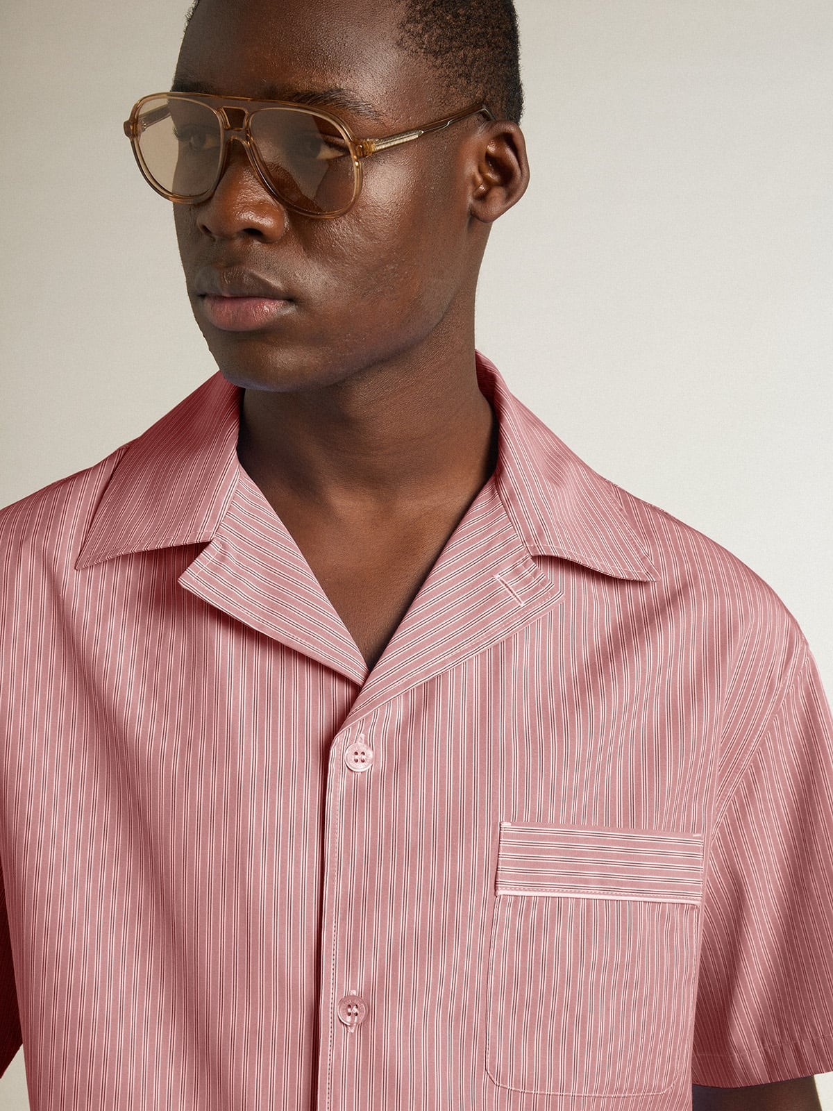 Men's shirt in white and red striped cotton poplin - 7