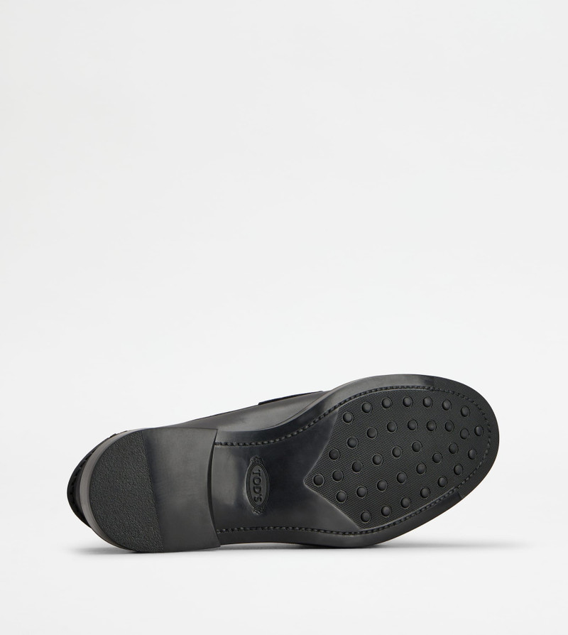 LOAFERS IN LEATHER AND SHEEPSKIN - BLACK, OFF WHITE 5