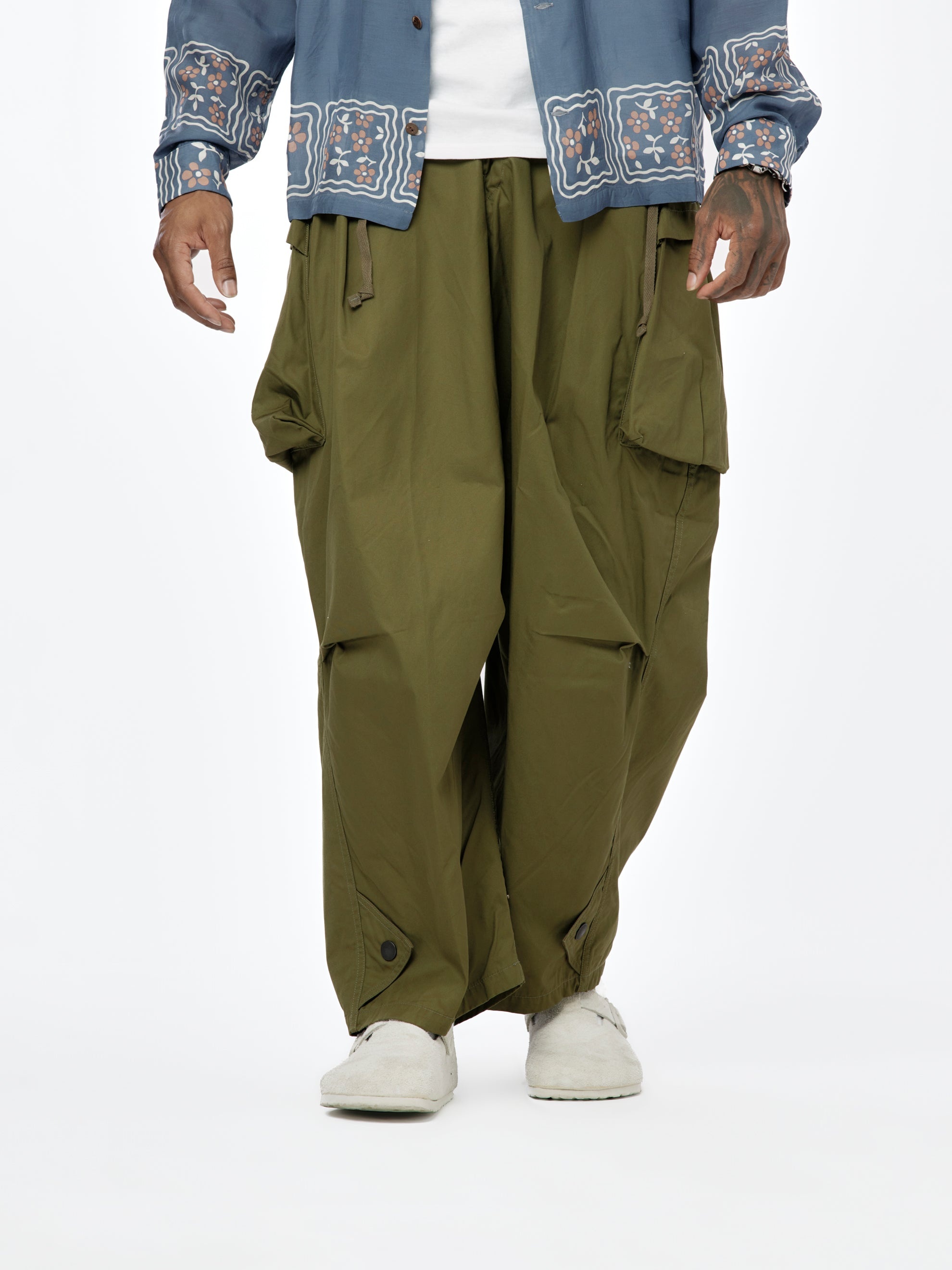 COMBINED GABERGINE AOZAI CARGO PANTS (KHAKI) - 1