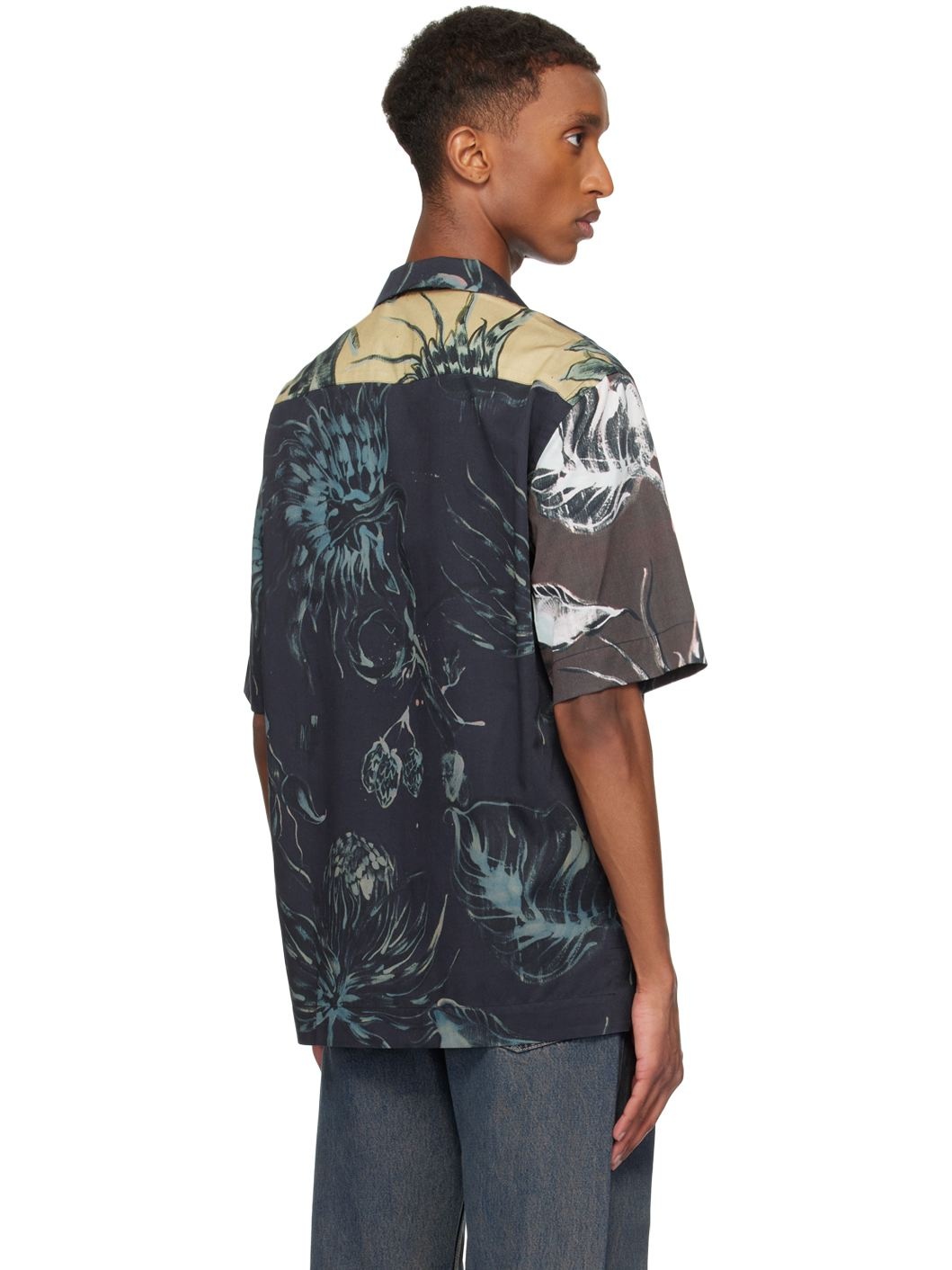 Navy & Brown Mixed Panel Thistleberry Shirt - 3