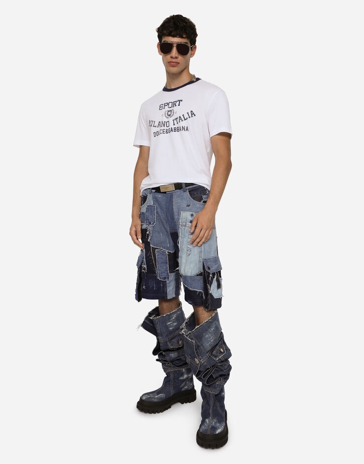 Patchwork denim hi-trekking boots - 2