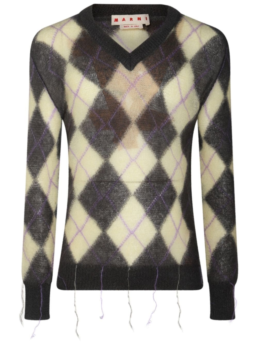 argyle v-neck sweater - 1
