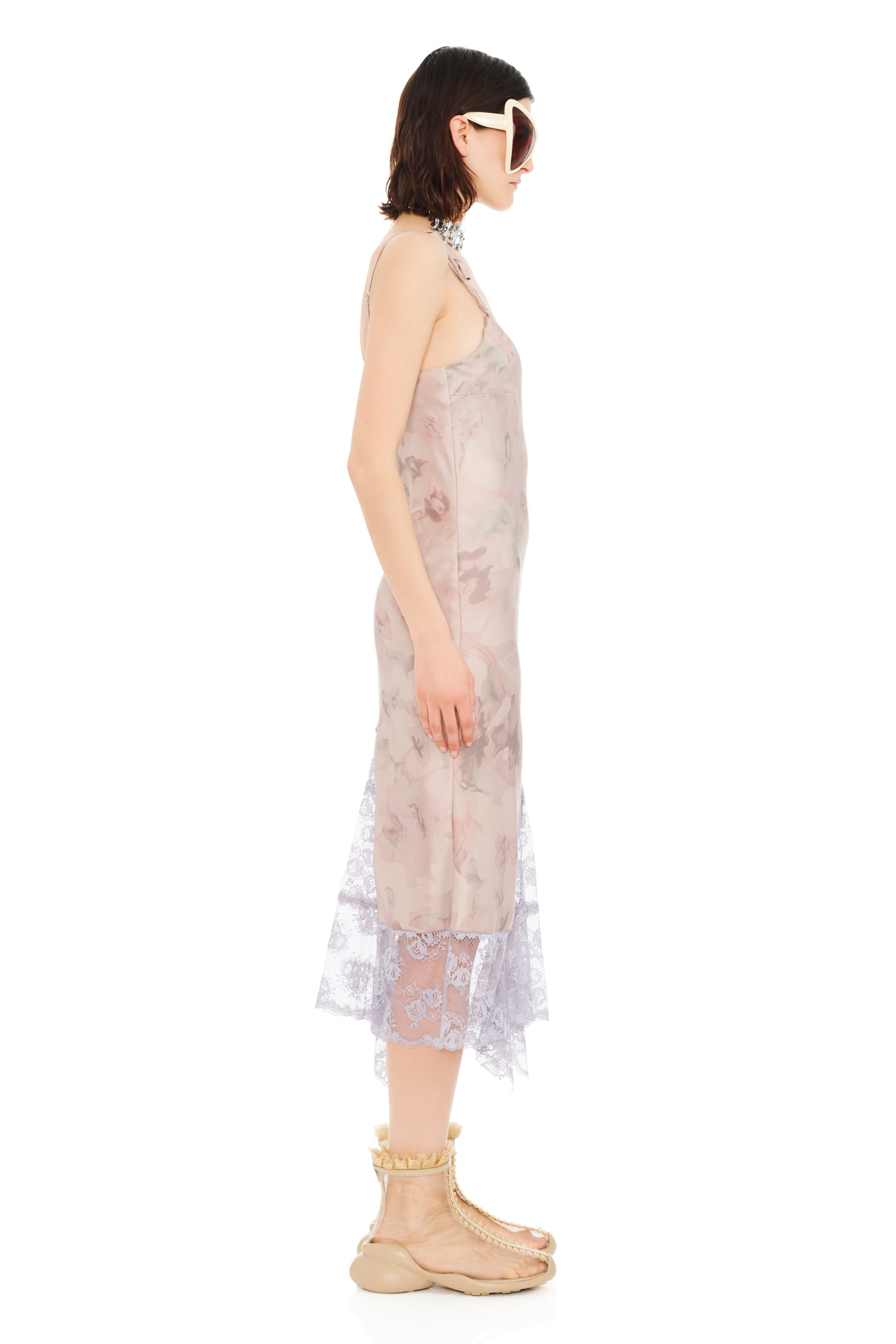 BEIGE WATERCOLOR ROSES CYPRESS DRESS - 4