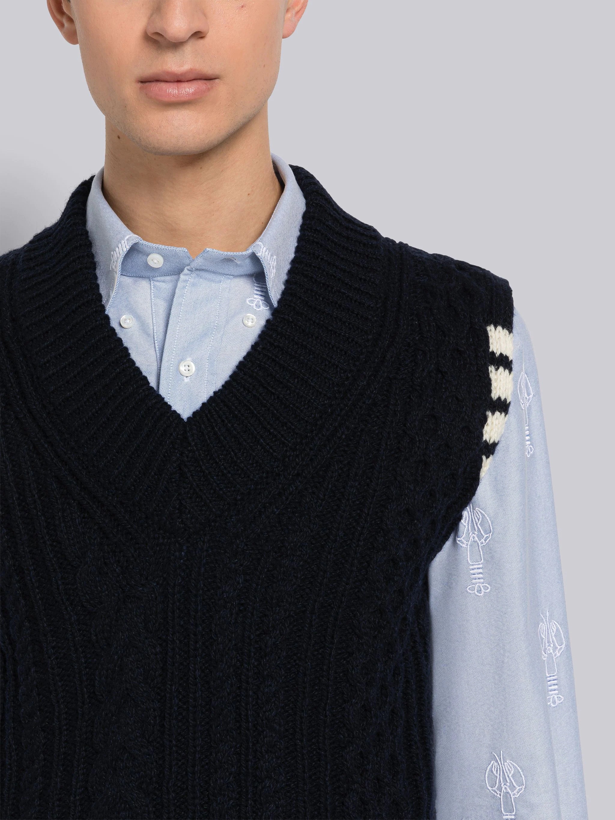 Donegal Cable 4-Bar V-Neck Vest - 5