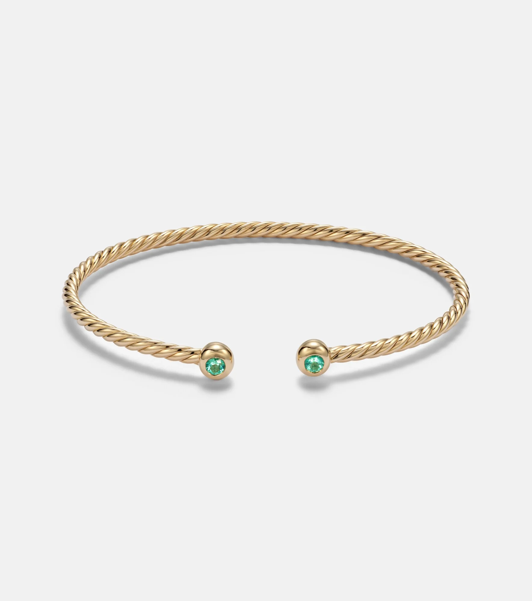 Cablespira® Flex Micro 18kt gold cuff bracelet with emeralds - 1