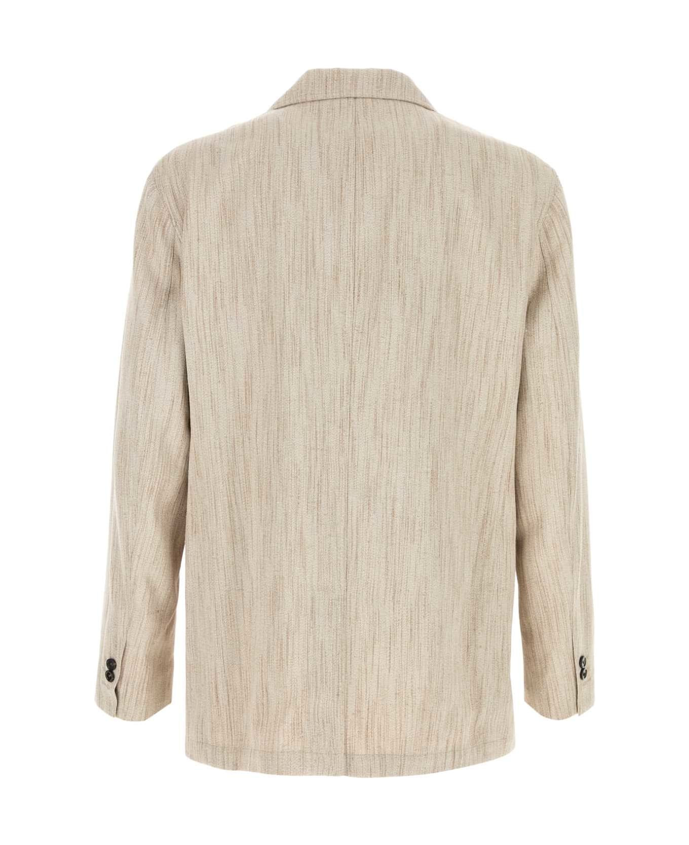 Melange Sand Viscose Blend Blazer - 2