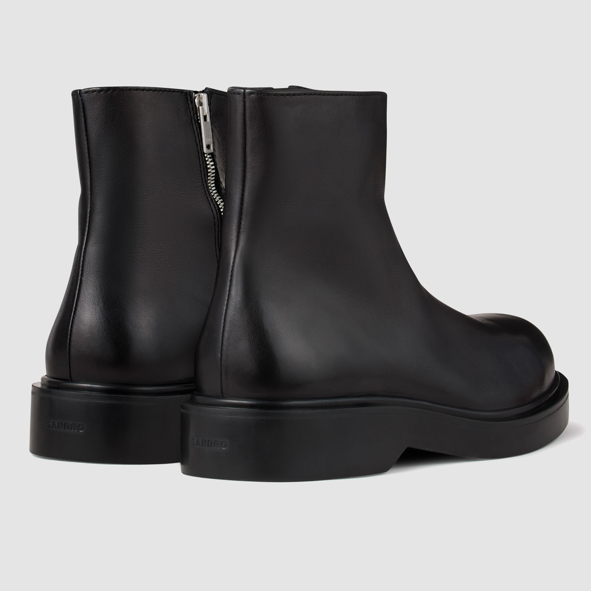 ZIPPED LEATHER ANKLE BOOTS - 3