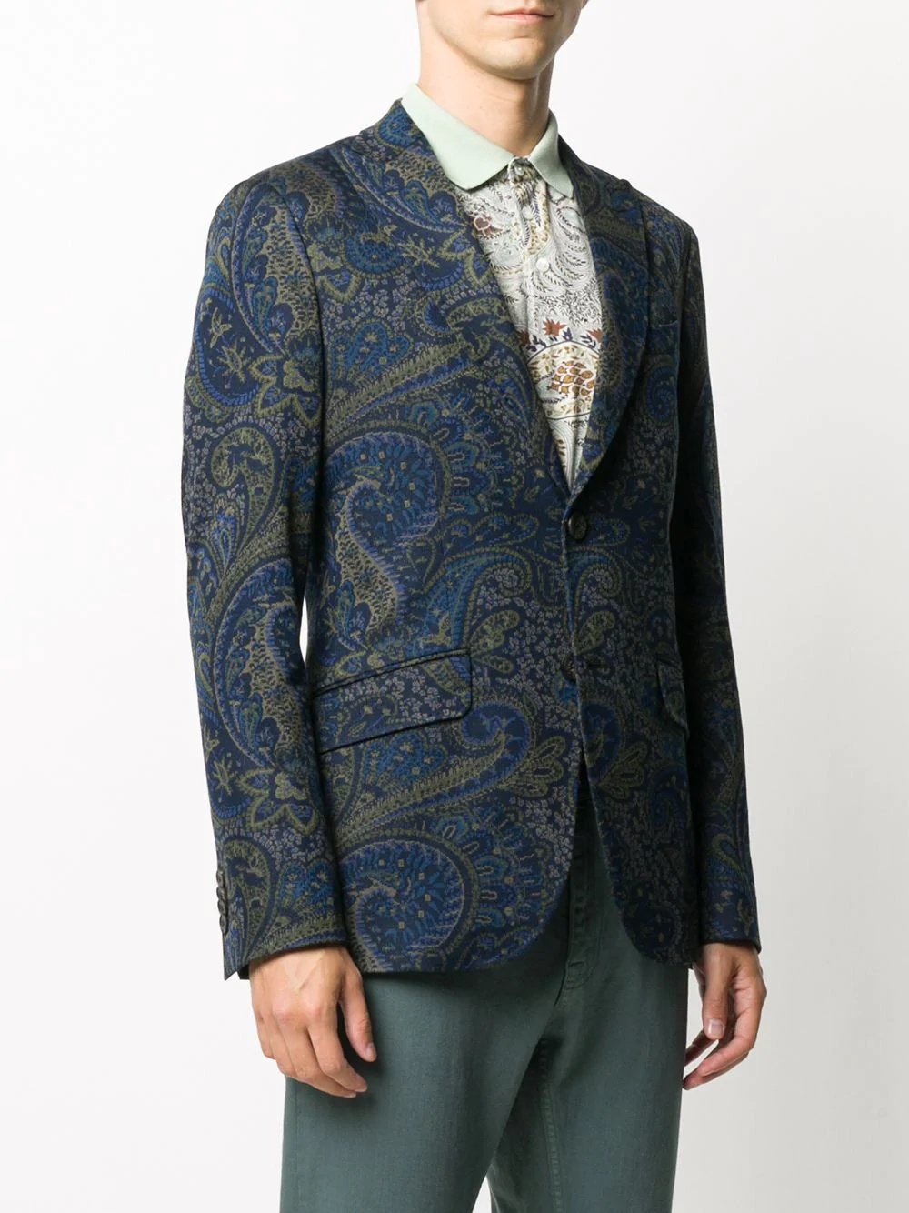 paisley-print single breasted blazer  - 3