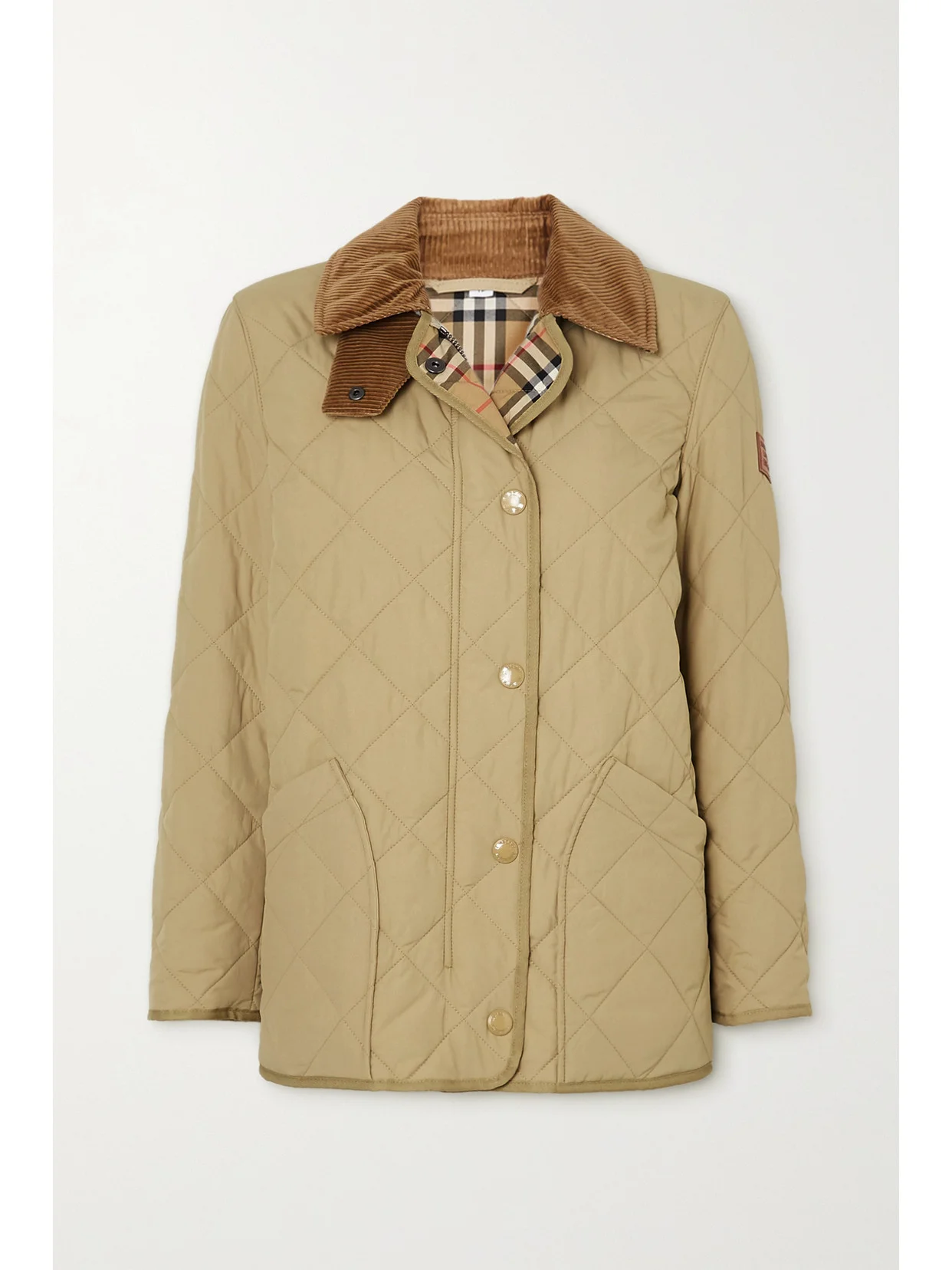 Corduroy And Leather-trimmed Quilted Shell Jacket - 1
