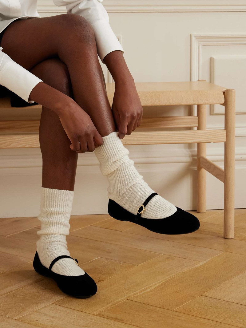 Gianvito Rossi Carla velvet Mary Jane ballet flats Black outlook