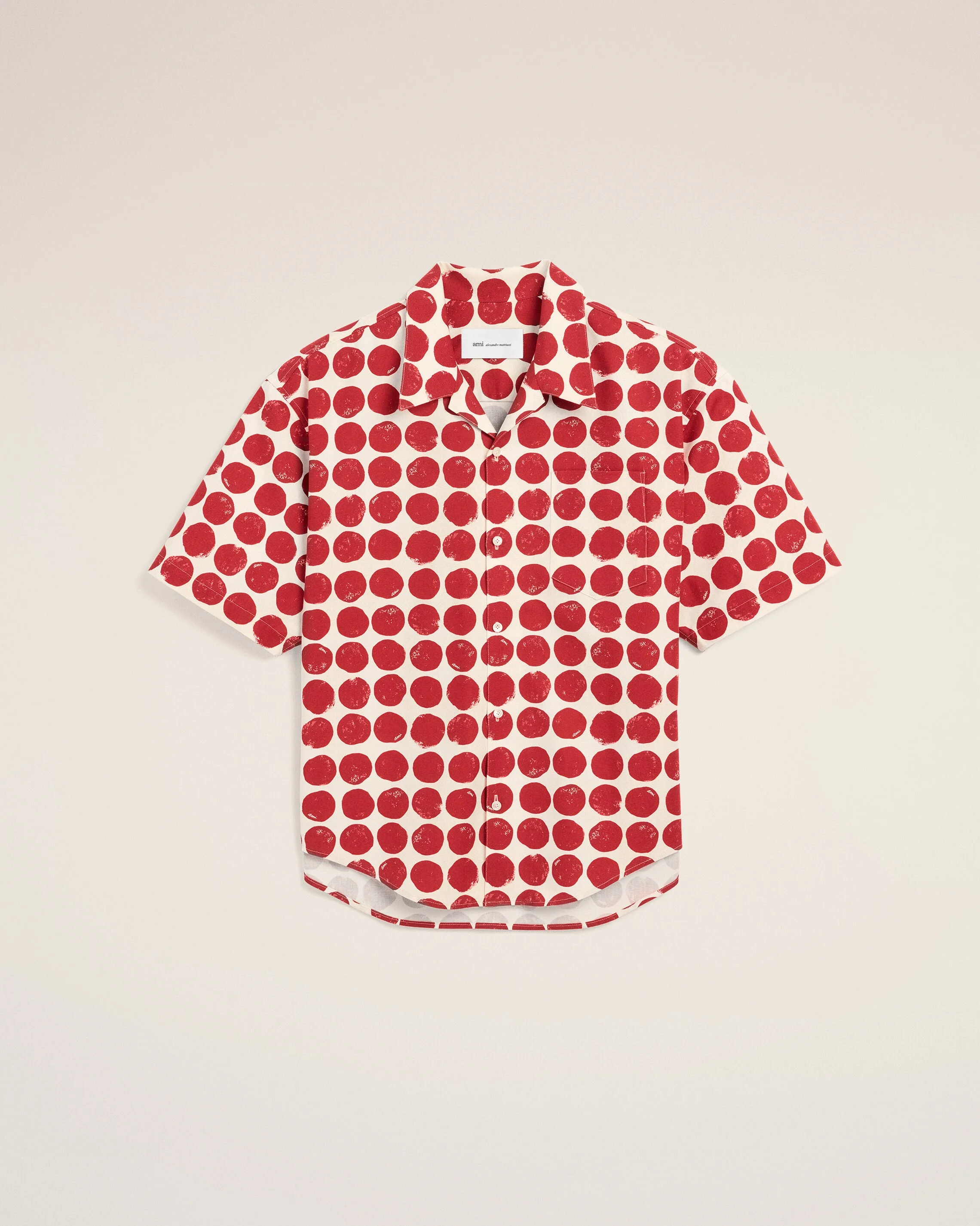 RED POLKA-DOT BOXY COTTON SHORT-SLEEVE SHIRT - 1