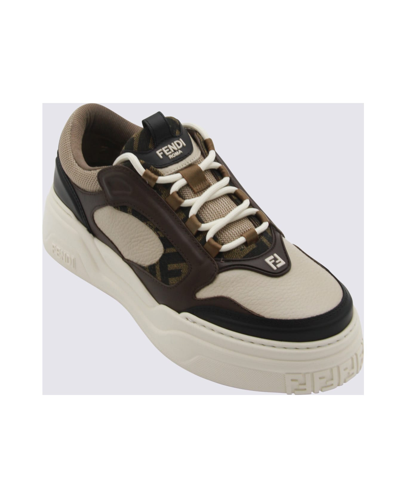 Brown And White Force Sneakers - 4