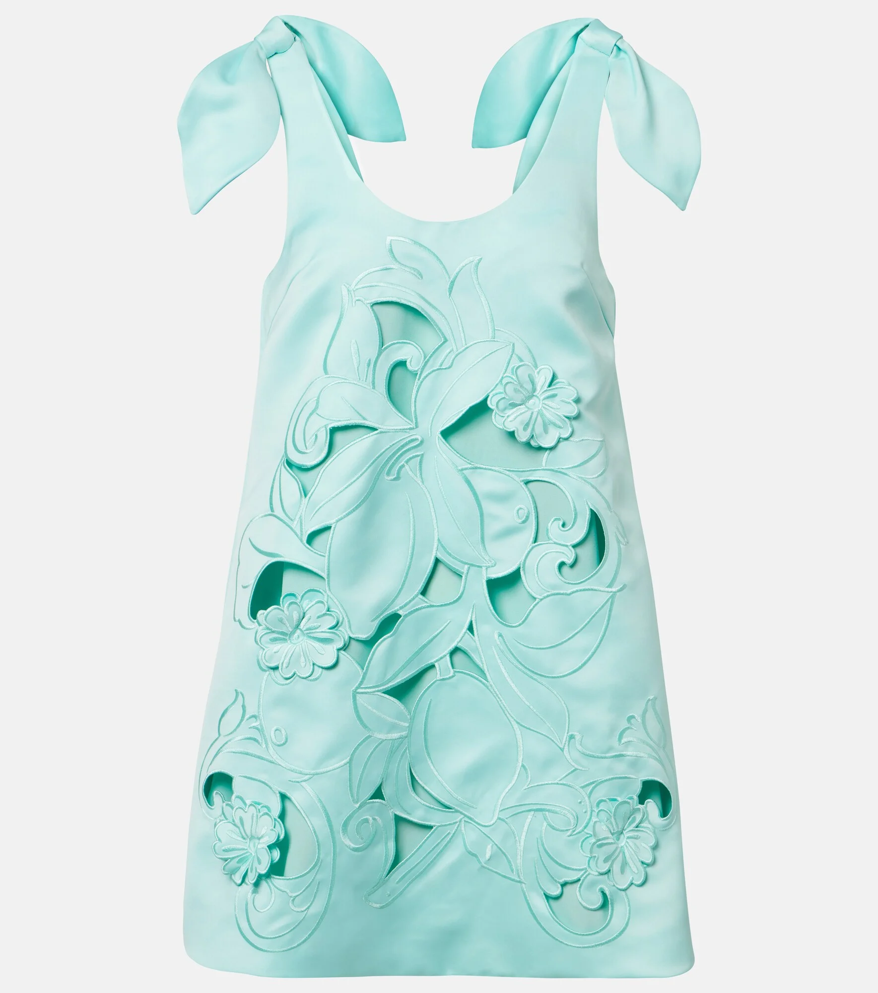 Harper bow-detail embroidered minidress - 1