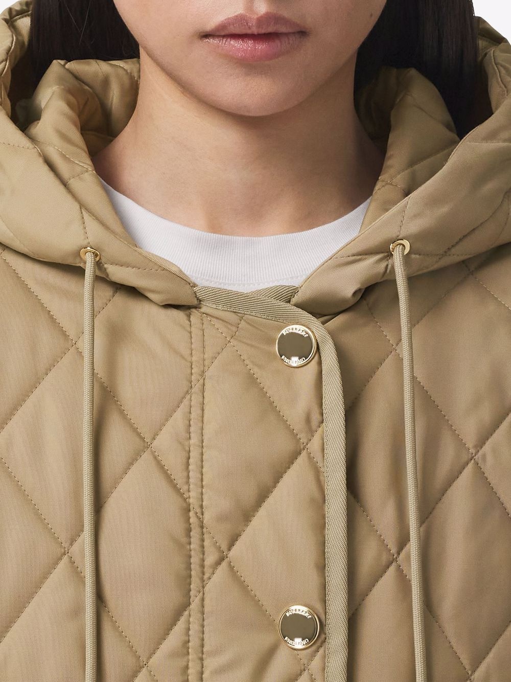 diamond-quilted hooded coat - 5