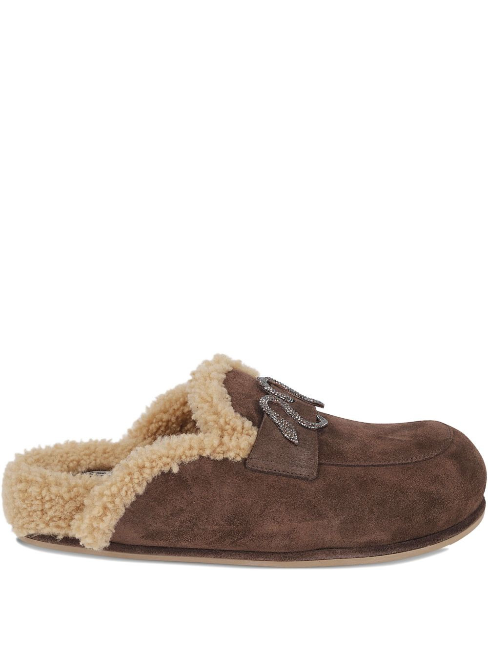 embellished shearling mules - 1