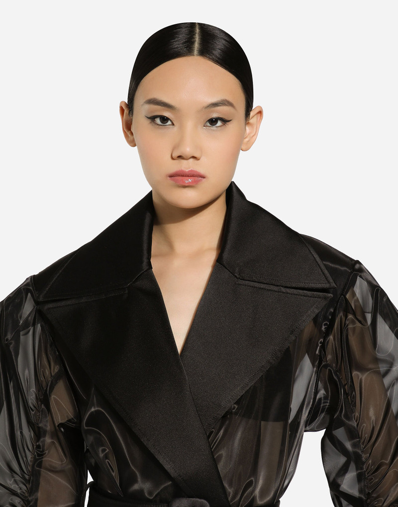 Technical organza trench coat with gathered sleeves 7