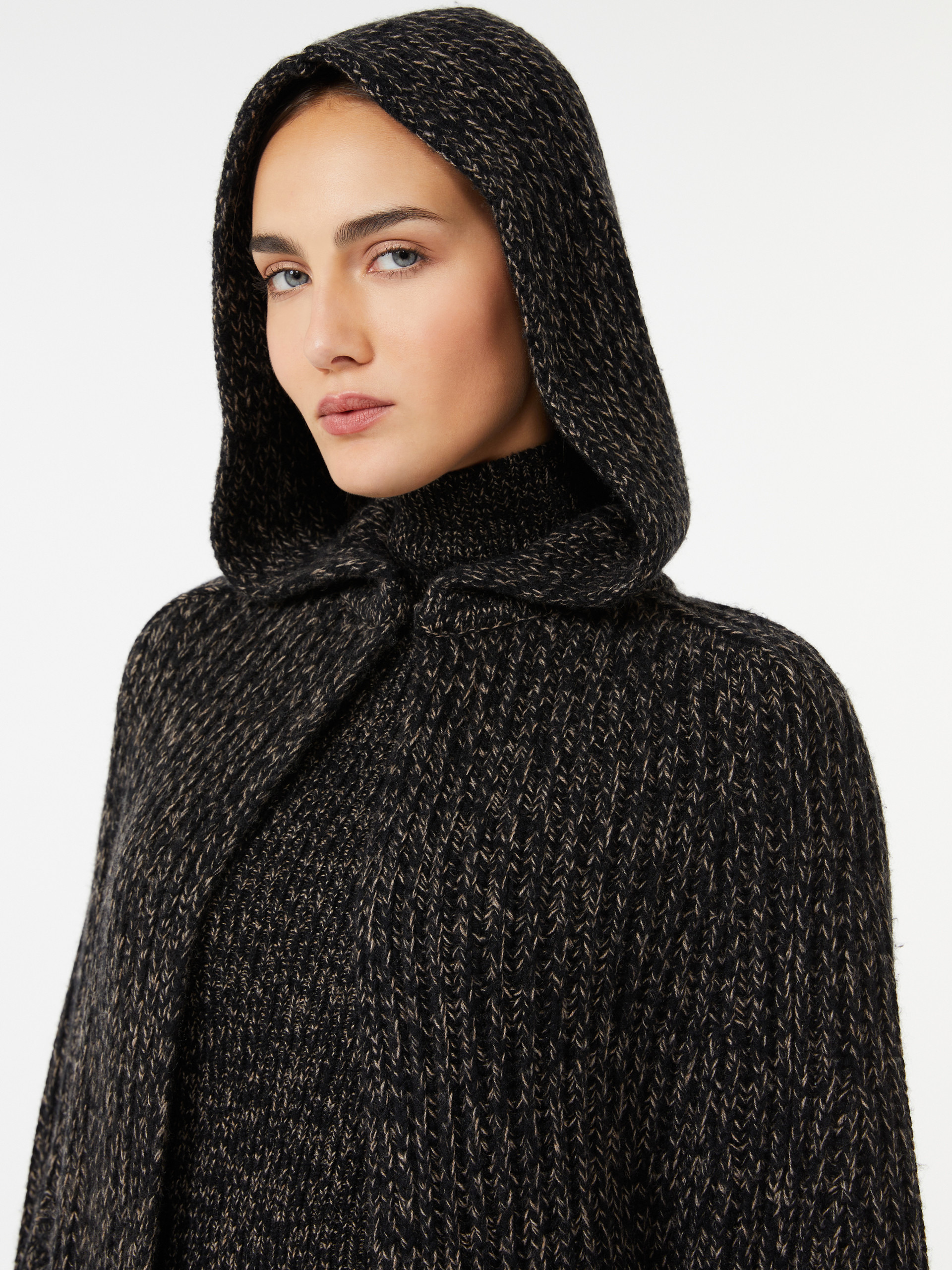 BOMBO1234 Long wool and cashmere ribbed cape - 5
