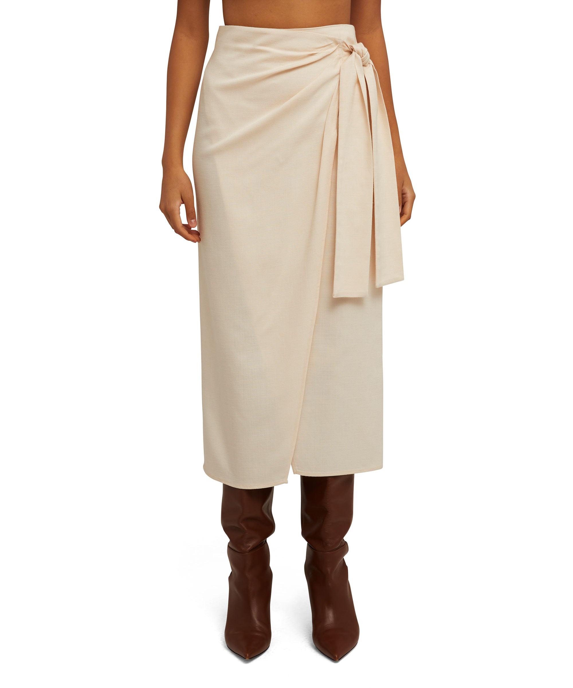 Coarse viscose midi skirt with wrap design - 1