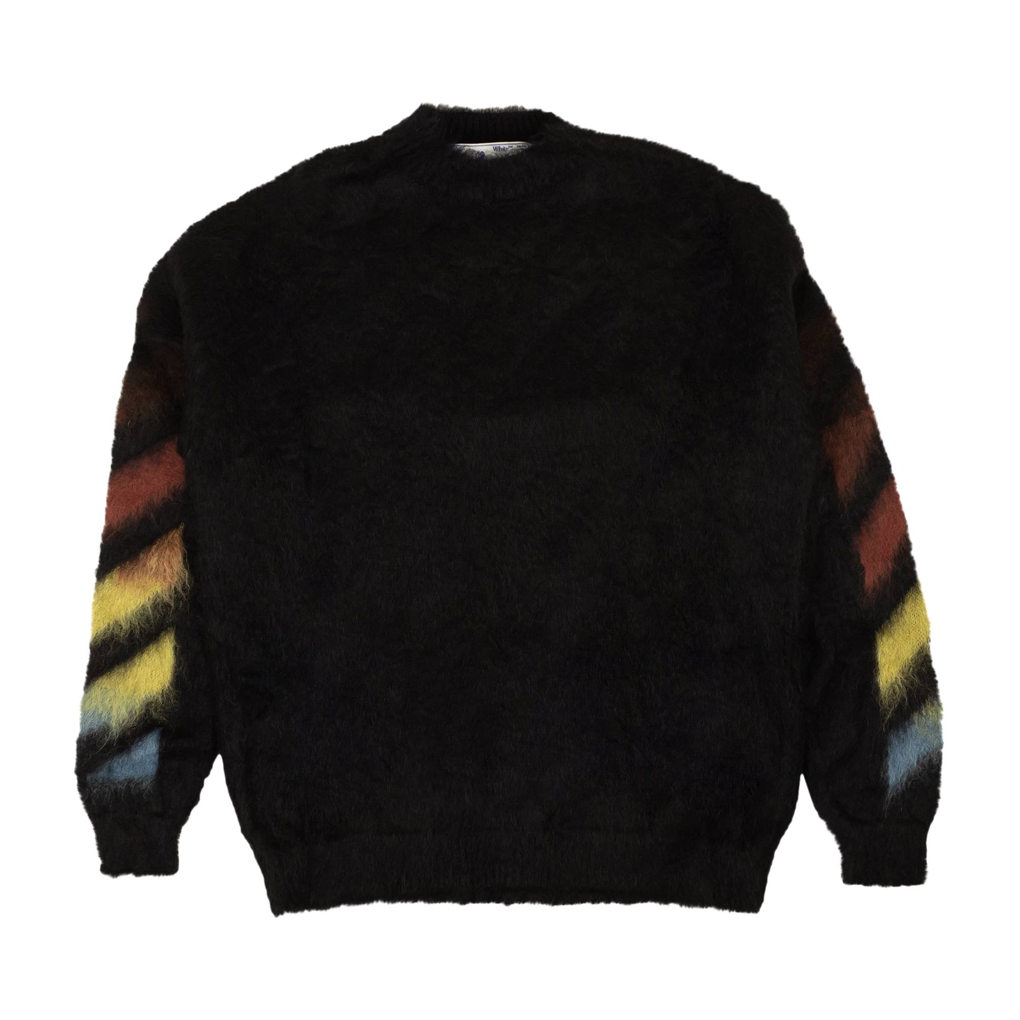 Off-White Diag Brushed Mohair Crewneck Sweater 'Black/Rainbow' - 1