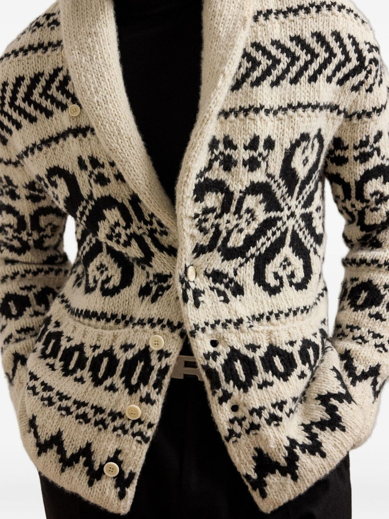 shawl-collar jacquard cardigan 4
