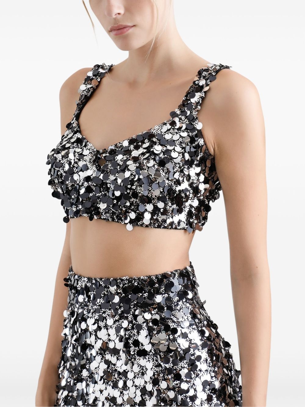 sequin-embellished cropped top - 6