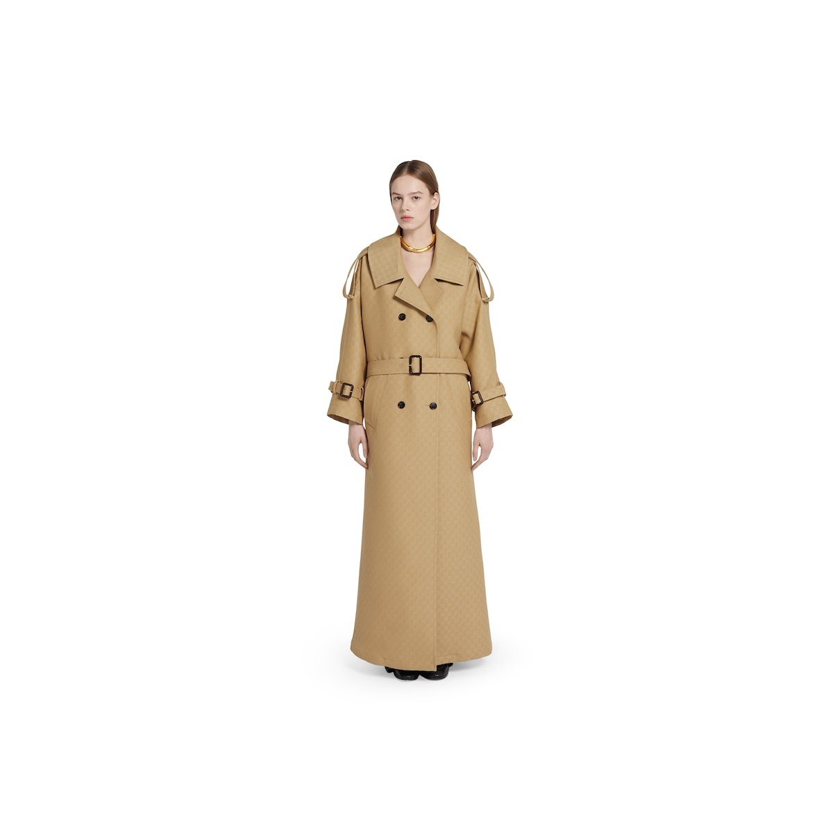 GG crêpe silk wool double-breasted coat - 3