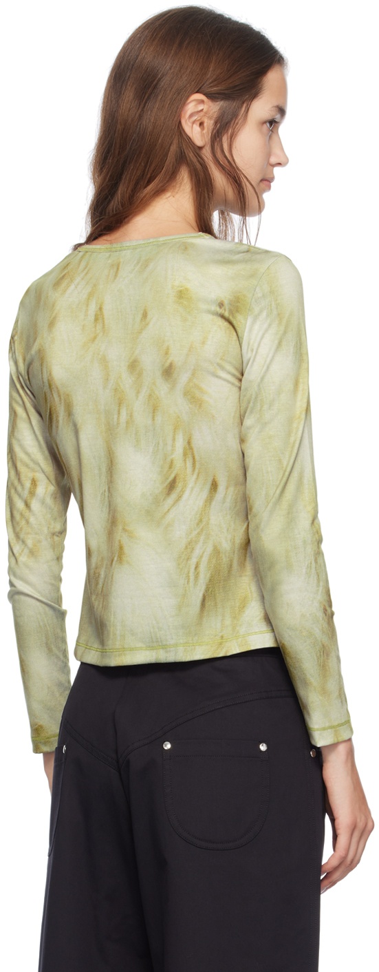 トップス Chopova Lowena Blowdry Shirt Chopova Lowena Green Blowdry Fitted Long Sleeve T-Shirt