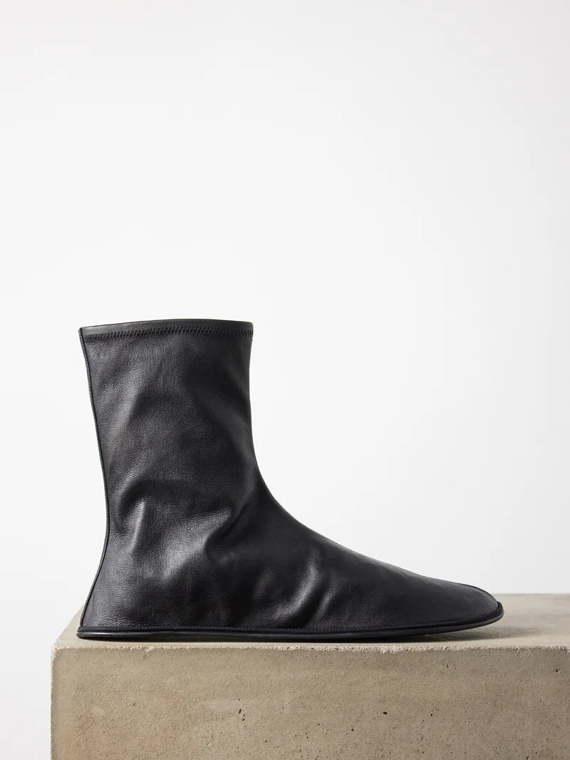 The Row Sock nappa leather ankle boots matchesfashion REVERSIBLE