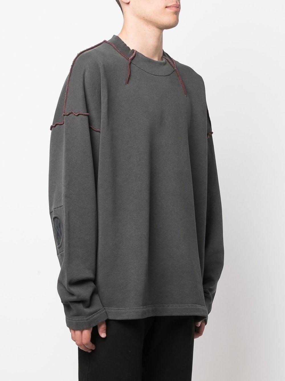 contrast-stitching cotton sweatshirt - 3