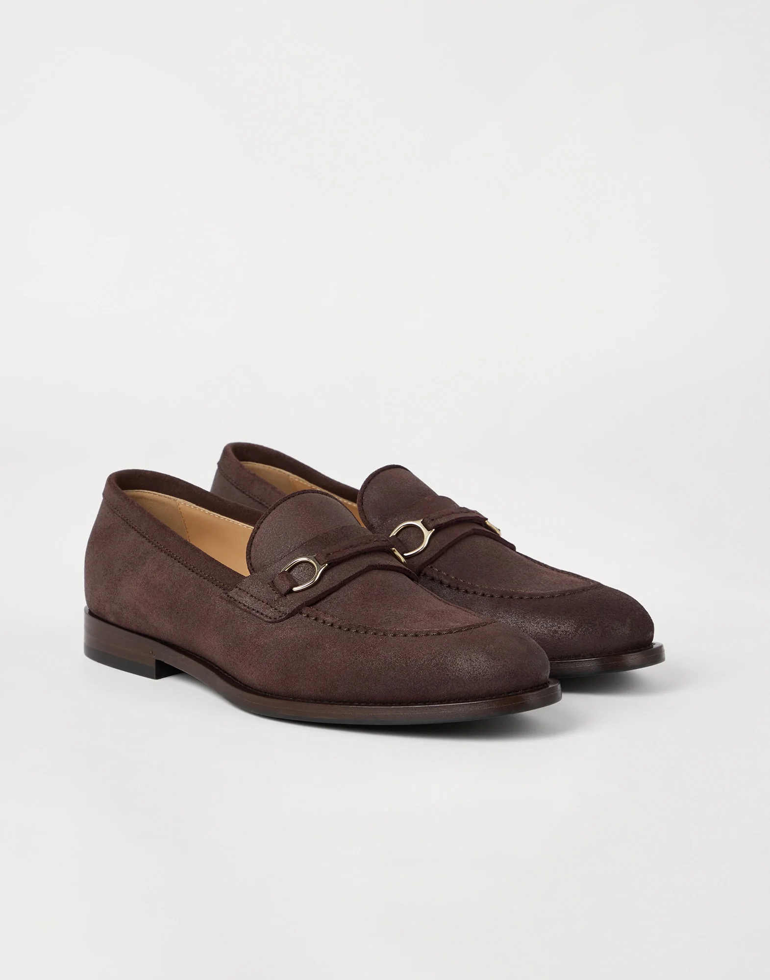 Oiled suede penny loafers with bit detail - 1